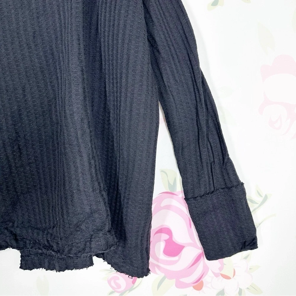 NEW Free People Juicy Thermal Black Long Sleeve Top S